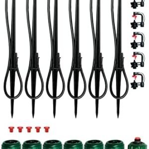 Lily's Home Above Ground Sprinkler System. DIY Irrigation System for Raised Garden Bed, Grass, Shrubs, Flowers, Vegetables. 6 Micro Sprinklers Set Connecting Directly to Your Garden Hose