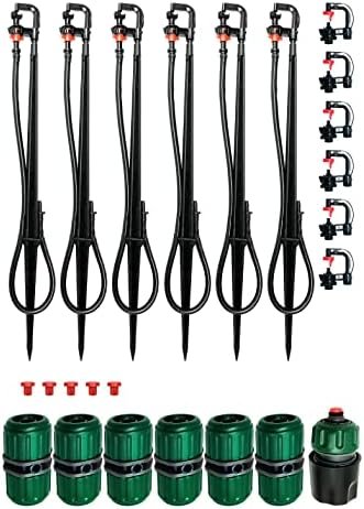 Lily's Home Above Ground Sprinkler System. DIY Irrigation System for Raised Garden Bed, Grass, Shrubs, Flowers, Vegetables. 6 Micro Sprinklers Set Connecting Directly to Your Garden Hose