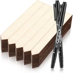 200 Pcs Wooden Plant Labels Bulk 6 Inch Plant Tags 2 pcs Waterproof Garden Markers Plant Markers Garden Labels Sticks Wooden Plant Sign Stakes Sticks for Seed Pot Herbs Flowers Vegetables
