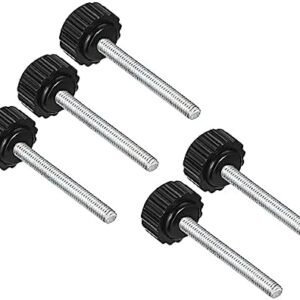 Knurled Clamping Knobs, M4 x 35mm Male Thread 16mm Head, Thermoset Plastic Thumb Screw Grip Bolt Knobs Black - (Applications: for Lathe Machinery), 5-Pieces
