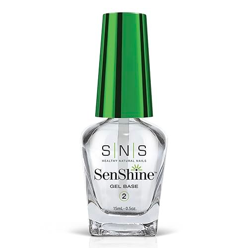 SNS Base Coat Nail Polish for Nail Dip Powder, SenShine Gel Base - Long-Lasting & Fast-Drying Nail Strengtheners Gel Base - Low-Odor & No UV Lamp Required - 0.5 OZ
