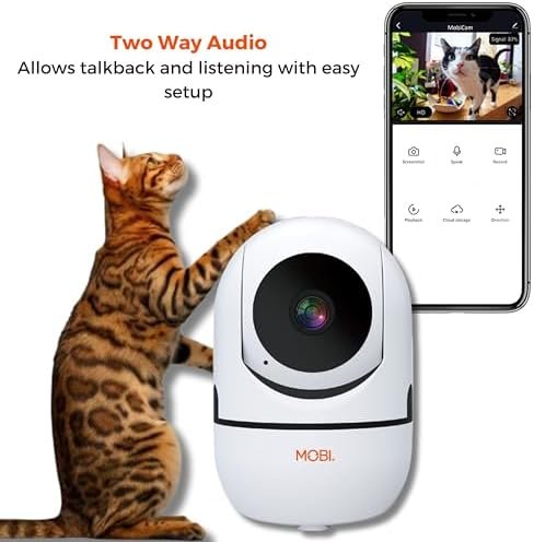 MOBI MobiCam HDX Wi-Fi Pan & Tilt Smart Pet Monitoring Camera, Pet Video Monitor, Night Vision IP Camera, Motion Detection, Full HD, Two-Way Audio, Remote View & Recording with Free Smart App - Image 4