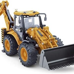 Die-cast Excavator Backhoe Front Loader Truck 1/50 Metal Engineering Vehicle Construction Tractor Model Collection Bulldozer Back Hoe Truck Decoration Toy Gift for Kids
