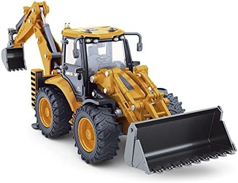 Die-cast Excavator Backhoe Front Loader Truck 1/50 Metal Engineering Vehicle Construction Tractor Model Collection Bulldozer Back Hoe Truck Decoration Toy Gift for Kids