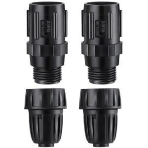 4 Pcs Drip Irrigation Pressure Regulator 25 PSI & Faucet Adapter Kit, 3/4" FHT x 3/4'' MHT Pressure Regulator, 1/2 Inch Drip Irrigation Tubing Adapter for Drip Irrigation System