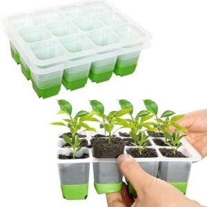 2pcs Silicone Seed Starter Tray Kit, Reusable Seed Starting Trays, 24 Cells Seedling Starter Trays for Starting Plant Seeds, Seed Starter Trays with Flexible Pop-Out Cells