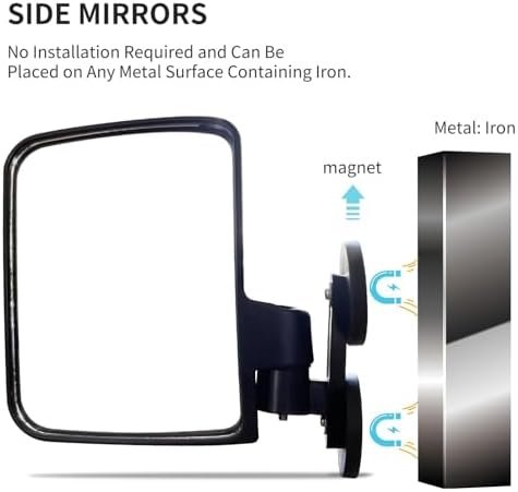 Magnetic Tractor Mirrors, Rearview Mirrors Compatible with Mahindra, Kubota, John Deere, and Lawn Mover Side Mirrors with Strong Magnets, Tractor Accessories Come Pre-Assembled. - Image 3