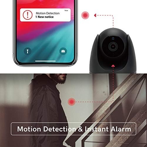 Wireless Security Camera, WiFi Indoor Camera Pan and Tilt Monitoring, HD 1080P Motion Detection, Night Vision, Remote Control, Two-Way Audio, with TF Card Slot and Cloud (Black) - Image 6
