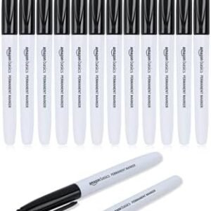 Amazon Basics Fine Point Tip Permanent Markers, Black, 12-Pack