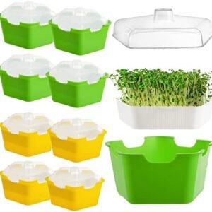Cedilis 8 Pack Seed Sprouter Tray with Cover, Plastic Seed Germination Tray, BPA Free, Soil-Free, Great for Garden Home