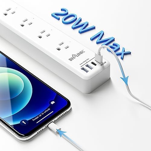 BN LINK Smart Plug Power Strip,Surge Protector with 4 Individually Controlled Smart Outlets, 4 USBs (incl. 20W USB-C), works with Alexa & Google home - Image 5