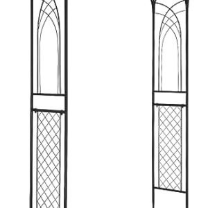 VINGLI Garden Arbor, Arch for Wedding Ceremony Party, Christmas Garden Decor Steel Garden Trellis for Plant Climbing, Pergola for Garden, Backyard, Lawn (Flat Top)