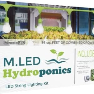 Miracle LED Hydroponics LED Indoor Grow Light Kit - Includes 4 Ultra Grow Full Spectrum 150W Replacement Grow Light Bulbs & 1 4-Socket Corded Fixture with SproutMatic Grow Light Timer