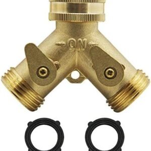 ATDAWN 2 Way Brass Hose Splitter, 3/4" Brass Hose Connectors, Y Connector Garden Hose Adapter, 1 Pack