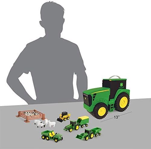 John Deere Value Set and Carrying Case - Portable Tractor-Shaped Carrying Case with 10 Compartments - Farm Toys - 18 Count - 3 Years and Up,Black/ Green/ Yellow - Image 7
