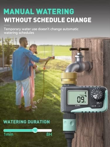 RAINPOINT Sprinkler Timer with Brass Swivel, Water Timer for Garden Hose, Programmable Hose Timer with Rain Delay/Manual Watering, Digital Irrigation Timer System for Lawns, 1 Outlet - Image 3