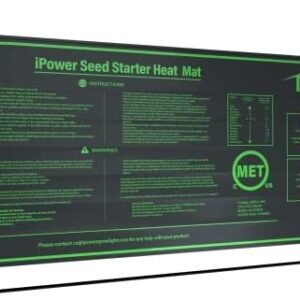 iPower GLHTMTSV1 Durable Waterproof Seedling Heat Mat Warm Hydroponic Heating Plant Germination Starting Pad, 10" x 20", Black