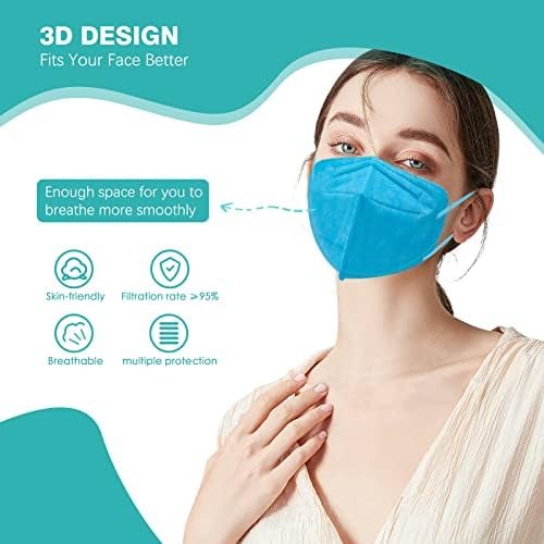 KN95 Face Masks 50 Pack 5-Ply Breathable Safety Respirator Multicolor Cup Dust Disposable KN95 Mask - Image 3