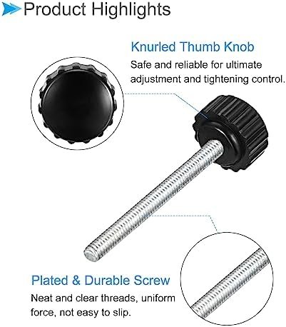 Knurled Clamping Knobs, M4 x 40mm Male Thread 16mm Head, Thermoset Plastic Thumb Screw Grip Bolt Knobs Black - (Applications: for Lathe Machinery), 10-Pieces - Image 4