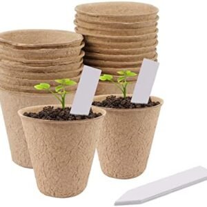 20 Pcs 3.2 inch Peat Pots, Round Plant Seed Starting Pots Biodegradable Peat Pots Garden Germination Nursery Pot with 10 Plant Lables for Vegetable Tomato Herb Seedling