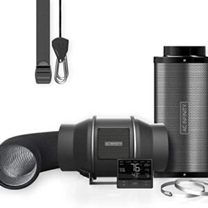 AC Infinity Air Filtration PRO Kit 6”, CLOUDLINE Inline Fan with Controller 69, Carbon Filter Ducting Combo, Cooling and Ventilation System for Grow Tents, Hydroponics, Indoor Gardening