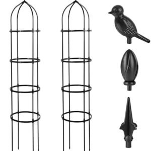 6 Feet Garden Trellis for Climbing Plants,2pcs Metal Garden Obelisk Trellis,Tall Tower Obelisk Climbing Plant Support,Rustproof Cucumber Trellis for Indoor&Outdoor