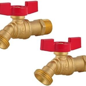 Valve - Male Hose Bibb 1/2" MIP X 3/4" MHT For Garden Watering,1/4 Turn Shut Off Hose Bib with T-Handle (2-Pack)