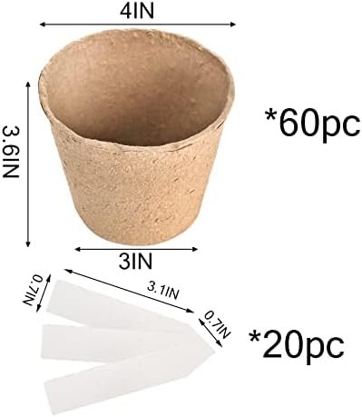 Cedilis 60 Pack 4" Peat Pots, Biodegradable Plant Starter Pots with Plant Labels, Germination Station Starter Cups, Disposable Plant Pots for Seedlings, Flowers, Vegetables Seeds - Image 2