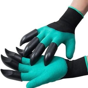 Garden Gloves With ABS Plastic Claws, Gardening Digging Planting Durable Waterproof Work Glove, Outdoor Rubber Gloves
