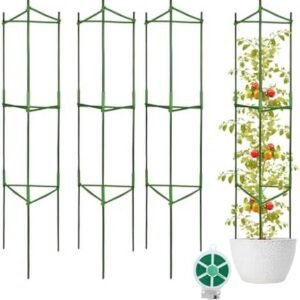 Joyhalo 3 Packs Tomato Cage, Multifunctional Tomato Cages for Garden 48 Inches,Tomato Plant Support for Plants, Vegetables Flowers and Climbing Vines Outdoor,Tomato Trellis with 66Ft Twist Tie