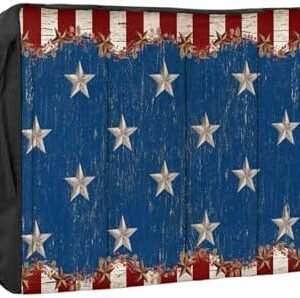 4th of July Outdoor TV Cover 32 Inch Patriotic Stars Stripes TV Enclosure Independence Day RusticVintage TV Covers for Outside TV Display Screen Protector with Remote Control Pocket