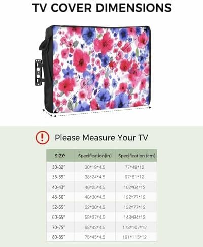 4th of July Outdoor TV Cover 32 Inch Flower Floral Leaves TV Enclosure Independence Day Patriotic Liberty TV Covers for Outside TV Display Screen Protector with Remote Control Pocket - Image 5
