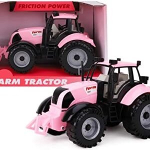 Toyland Friction Powered Farm Tractor with Opening Bonnet (Pink)