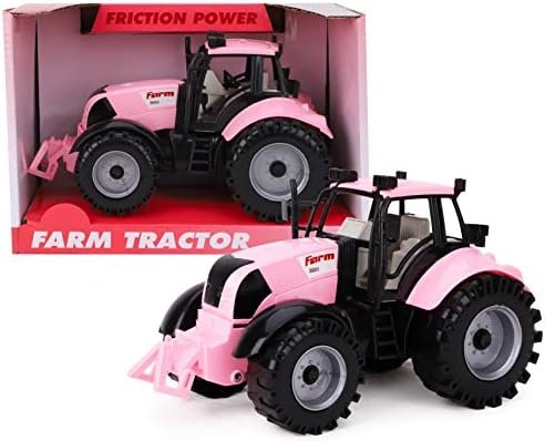 Toyland Friction Powered Farm Tractor with Opening Bonnet (Pink)