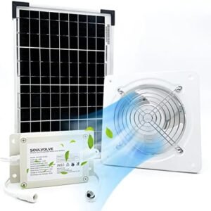 Solar Powered Exhaust Fan With Anti-backflow Check Valve 10W Battery 6 Inch Metal Fan for Greenhouses, Pet Houses, Small Chicken Coops, Sheds, Window Exhaust