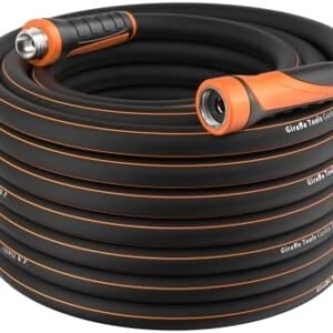 Giraffe Tools Garden Hose 75ft x 5/8", Water Hose Heavy Duty, Flexible, Lightweight Hybrid Hose with Swivel Handle, Male to Female Fittings, Burst 600 PSI