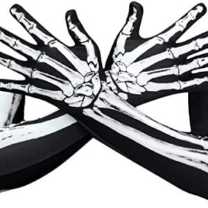 Halloween Skeleton Gloves Full Finger Gloves Costume Cosplay Party Halloween Costumes Long Arm Skull Claw Ghost Bone Gloves for Halloween Cosplay Party Props