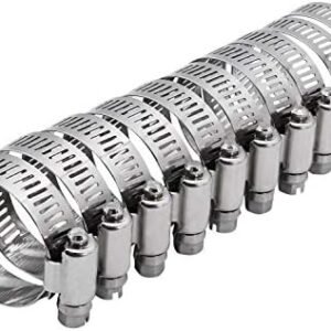 2" Worm Gear Hose Clamp - SAE 32 Size, Full Stainless Steel with 1/2" Band Working Range 40mm - 64mm Duct Clamp Pipe Clamp Worm Drive Hose Clamp Fuel Line Clamp (10 Pack, 40mm - 64mm)