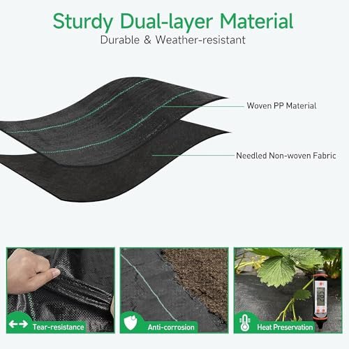 3.5oz 3ft x 250ft Weed Barrier Landscape Fabric Dual Layer Heavy-Duty Landscape Fabric for Garden,Greenhouse,Pathway Orchard Weed Control,Easy to Set up - Image 4