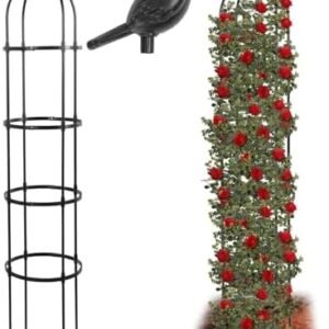 TCBWFY Obelisk Trellis for Climbing Plants,6 FT Tall Metal Garden Trellis,Plant Support for Climbing Vines,Flowers Stands,Thickened Tube Black Plant Tower,Rustproof Garden Obelisk for Outdoor Indoor