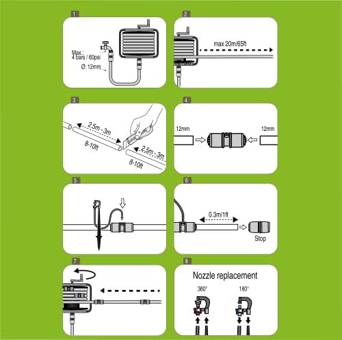 Lily's Home Above Ground Sprinkler System. DIY Irrigation System for Raised Garden Bed, Grass, Shrubs, Flowers, Vegetables. 6 Micro Sprinklers Set Connecting Directly to Your Garden Hose - Image 5