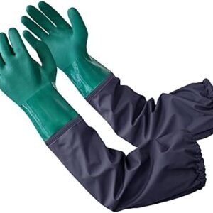 Full Arm Pond Gloves with Cotton lining Extra Long Waterproof Gloves for Pond Cleaning Care/Machinery Industry 25-inch