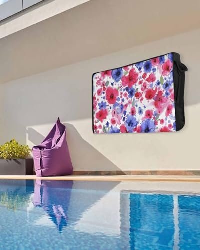 4th of July Outdoor TV Cover 32 Inch Flower Floral Leaves TV Enclosure Independence Day Patriotic Liberty TV Covers for Outside TV Display Screen Protector with Remote Control Pocket - Image 4