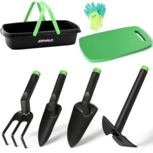 Joyhalo Garden Tool Set, 6 Pieces Durable Fiber Composite Gardening Tools for Women, Non-Rusting Gardening Hand Tools with Garden Harvest Basket Kneeling Pad, Ideal Gardening Gifts for Women & Men