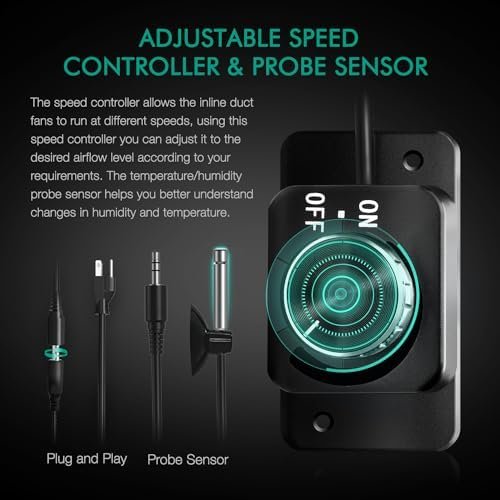 Mars Hdyro iFresh 6 Inch Smart Inline Duct Fan with Variable Speed Controller, Temperature and Humidity Probe Sensor, 402 CFM App Control Ventilation Exhaust Fan for Grow Tents, Hydroponics - Image 5