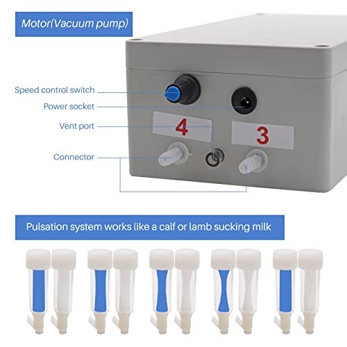 5L Goat Milking Machine Adjustable Pulsation Vacuum Electric Milker, Automatic Pulsating Vacuum Pump Livestock Milking Supplies with Stainless Bucket - Image 4