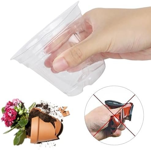 winemana 4 Inch Seed Starter Tray for Vegetable Herb Lettuce Seeds, Plant Pots for Potting Soil Indoor Plants, Clear Nursery Pots Plastic Planting Pots Garden Flower Pots- 60 Packs - Image 3