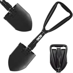 SOG Entrenching Tool- 18.25 Inch Folding Survival Shovel with Wood Saw Edge and Tactical Shovel Carry Case- Black (F08-N)