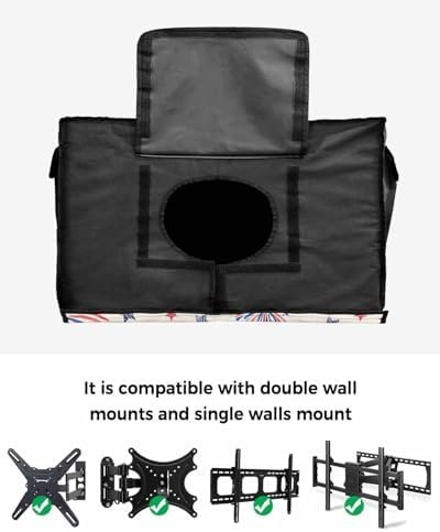 4th of July Outdoor TV Cover 32 Inch Star Fireworks Memorial TV Enclosure Independence Day Patriotic Liberty Blue Red TV Covers for Outside TV Display Screen Protector with Remote Control Pocket - Image 6