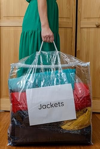 5-Pack Clear Vinyl Zippered Comforter Moving Storage Bags 21 x 21 x 10 Inch with Rope Handle - Image 4